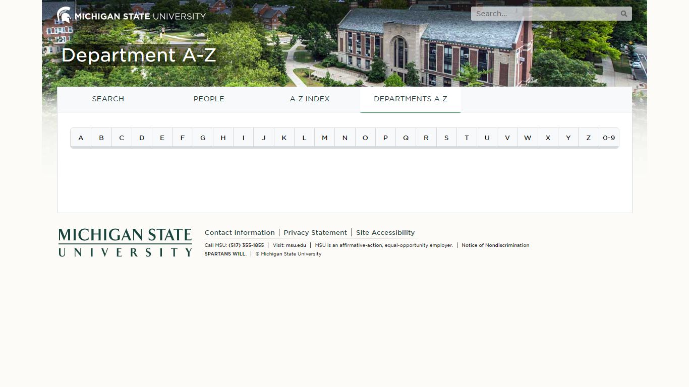 Search Departments | Michigan State University